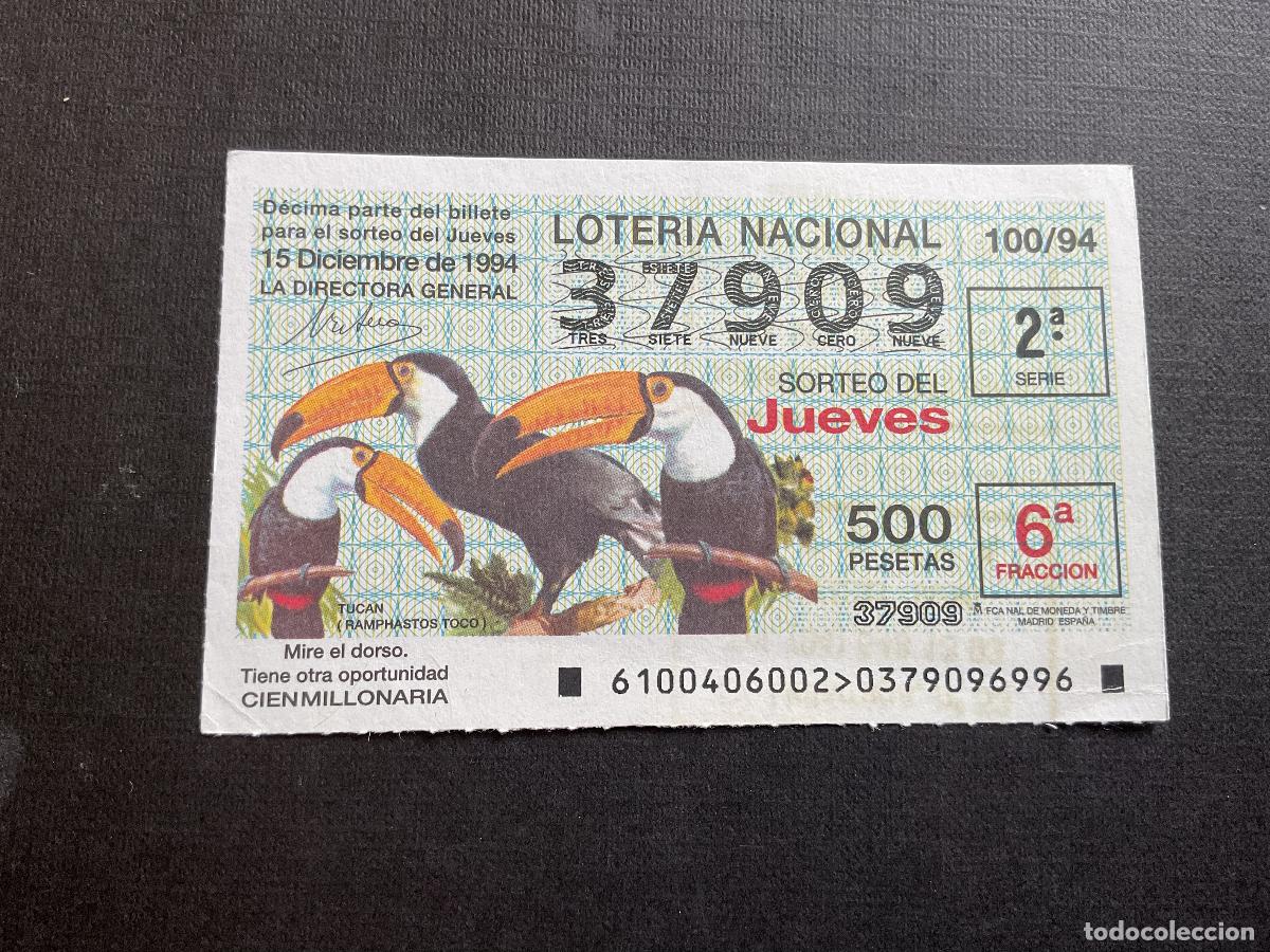 Nationale spanische Lotterie: DECIMO LOTERIA JUEVES N&ordm; 37909 SORTEO 100 A&Ntilde;O 1994