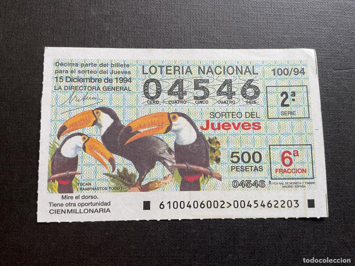 Nationale spanische Lotterie: DECIMO LOTERIA JUEVES N&ordm; 04546 SORTEO 100 A&Ntilde;O 1994