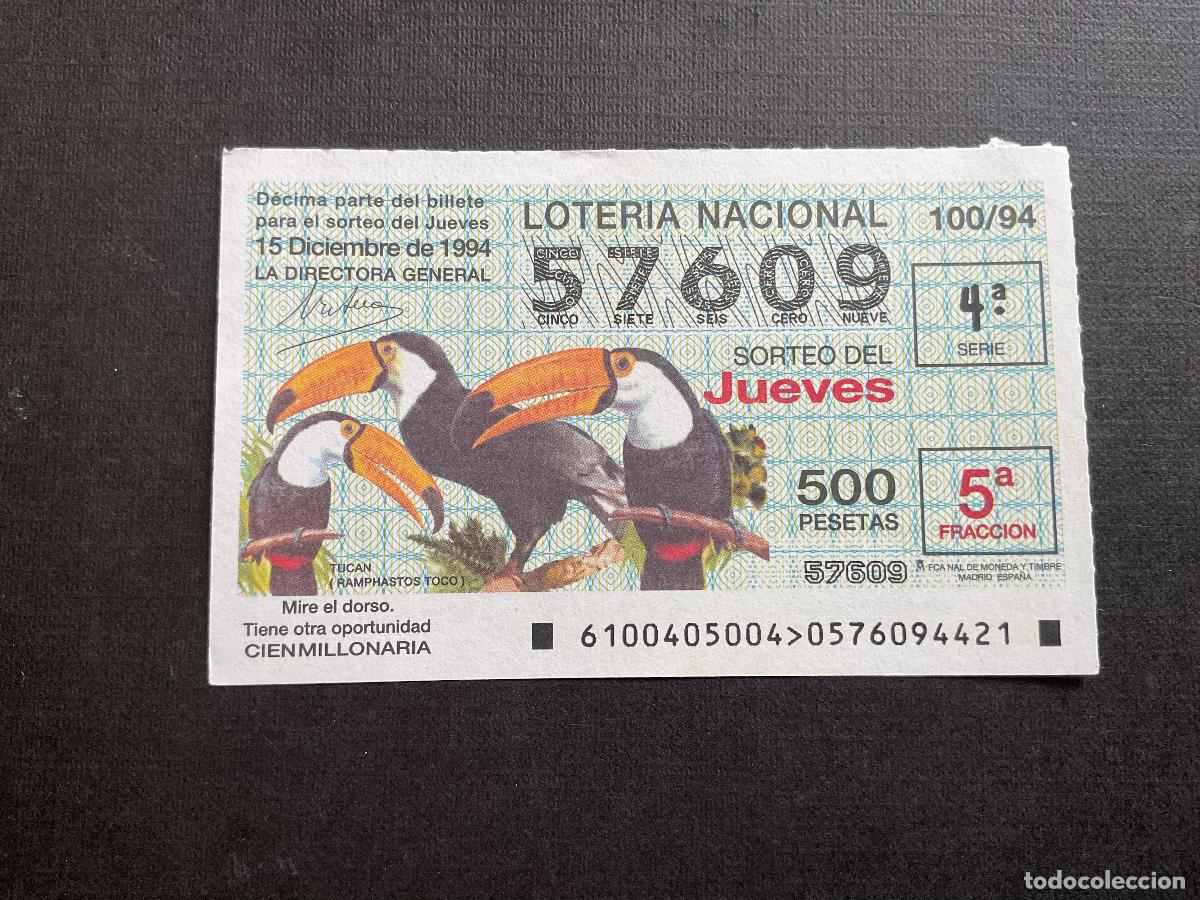 Nationale spanische Lotterie: DECIMO LOTERIA JUEVES N&ordm; 57609 SORTEO 100 A&Ntilde;O 1994