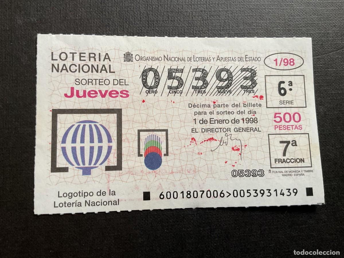 Nationale spanische Lotterie: DECIMO LOTERIA JUEVES N&ordm; 05393 SORTEO 01 A&Ntilde;O 1998