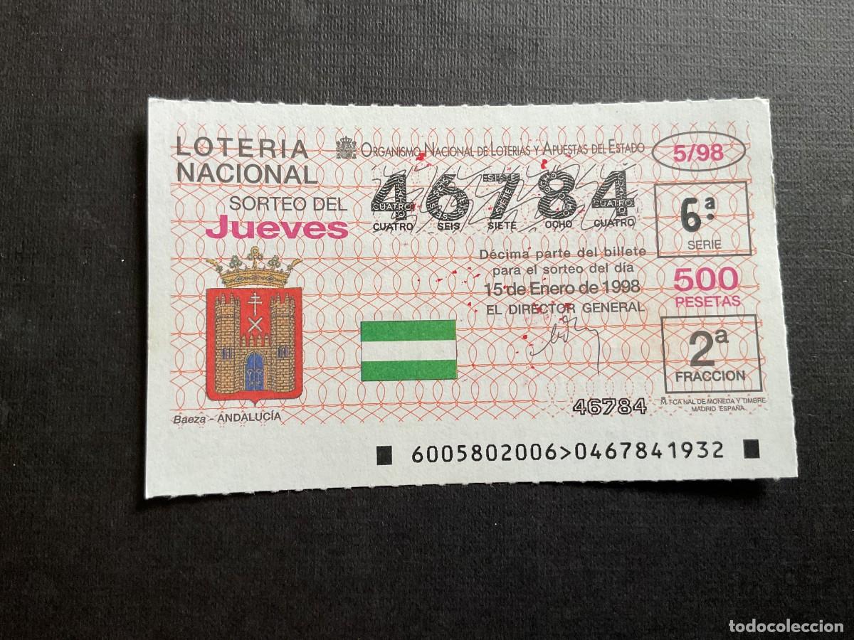 Nationale spanische Lotterie: DECIMO LOTERIA JUEVES N&ordm; 46784 SORTEO 05 A&Ntilde;O 1998