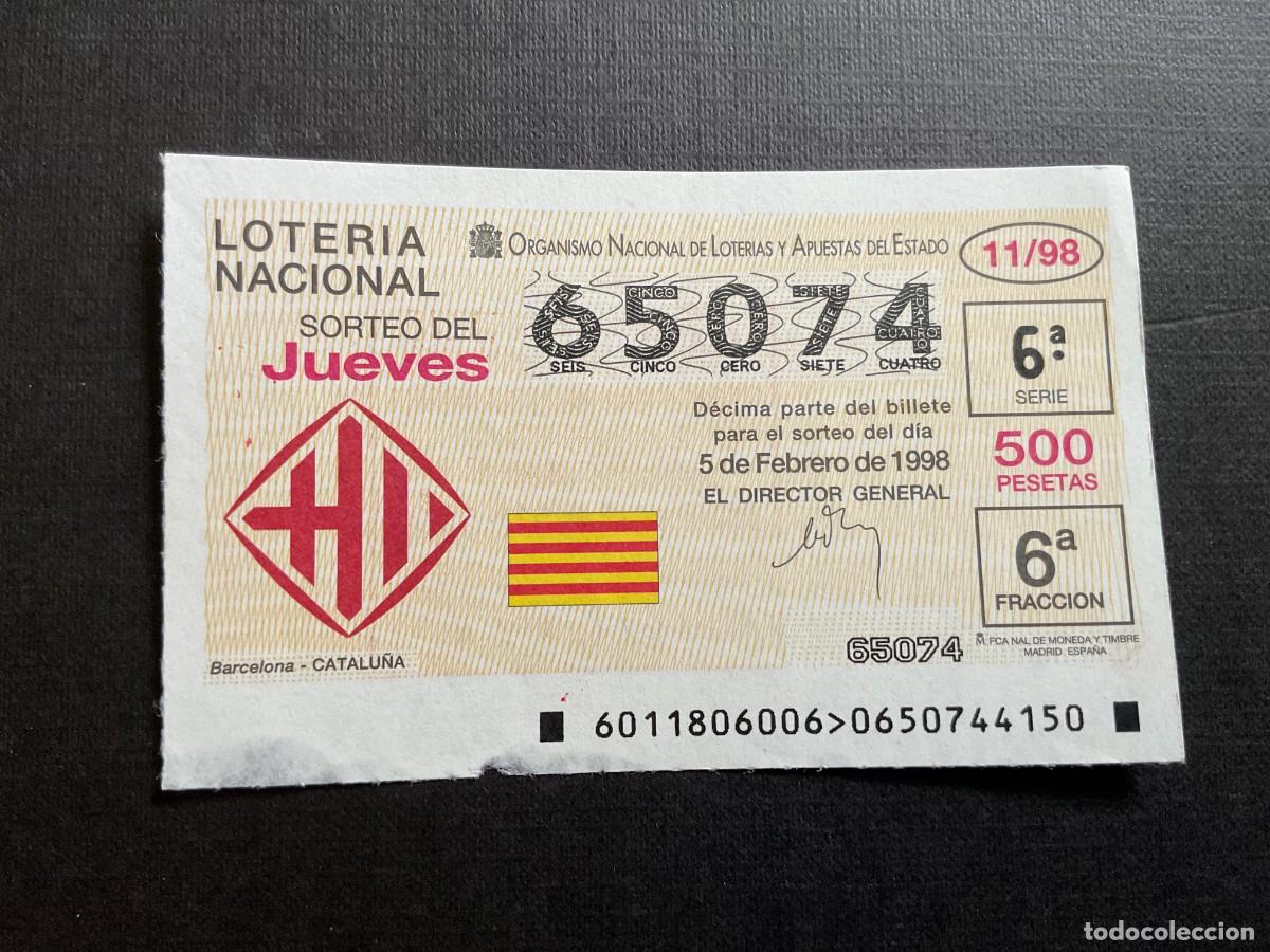 Nationale spanische Lotterie: DECIMO LOTERIA JUEVES N&ordm; 65074 SORTEO 11 A&Ntilde;O 1998