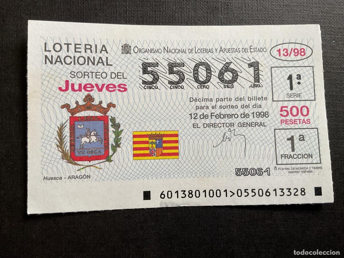 Nationale spanische Lotterie: DECIMO LOTERIA JUEVES N&ordm; 55061 SORTEO 13 A&Ntilde;O 1998