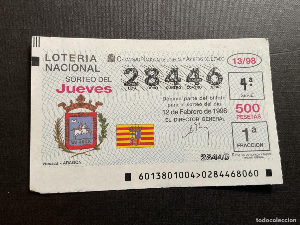 Nationale spanische Lotterie: DECIMO LOTERIA JUEVES N&ordm; 28446 SORTEO 13 A&Ntilde;O 1998