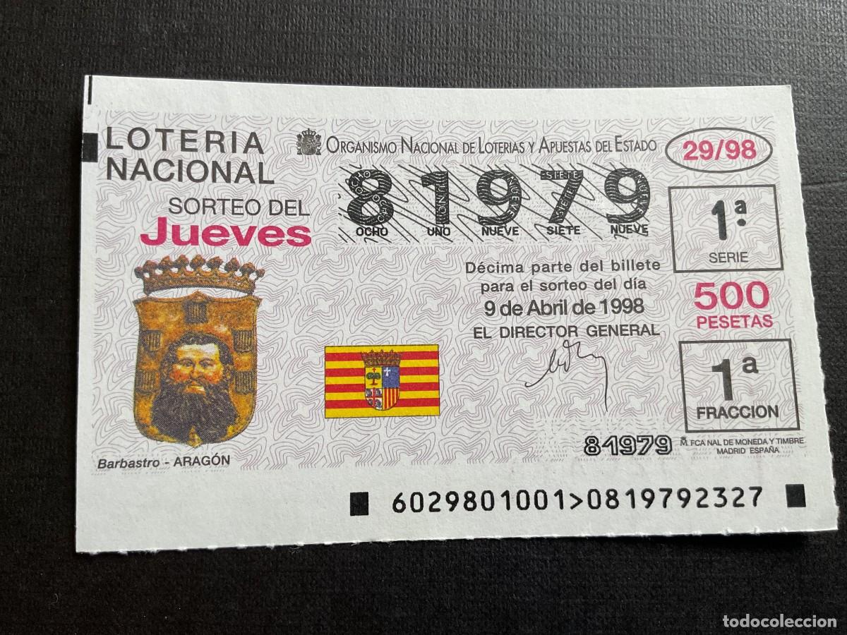Loterie Nationale: DECIMO LOTERIA JUEVES N&ordm; 81979 SORTEO 29 A&Ntilde;O 1998