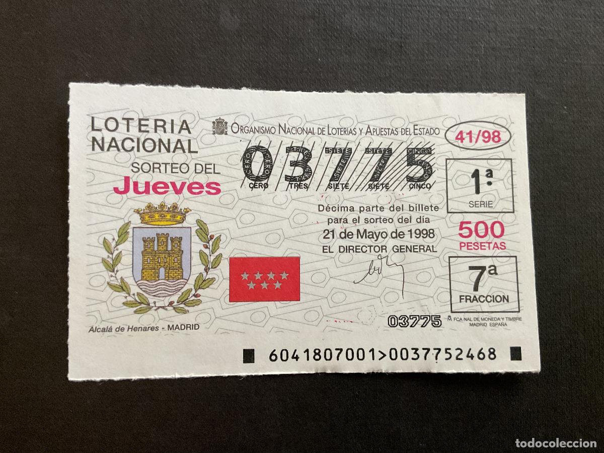 National Spanish Lottery: DECIMO LOTERIA JUEVES N&ordm; 03775 SORTEO 41 A&Ntilde;O 1998