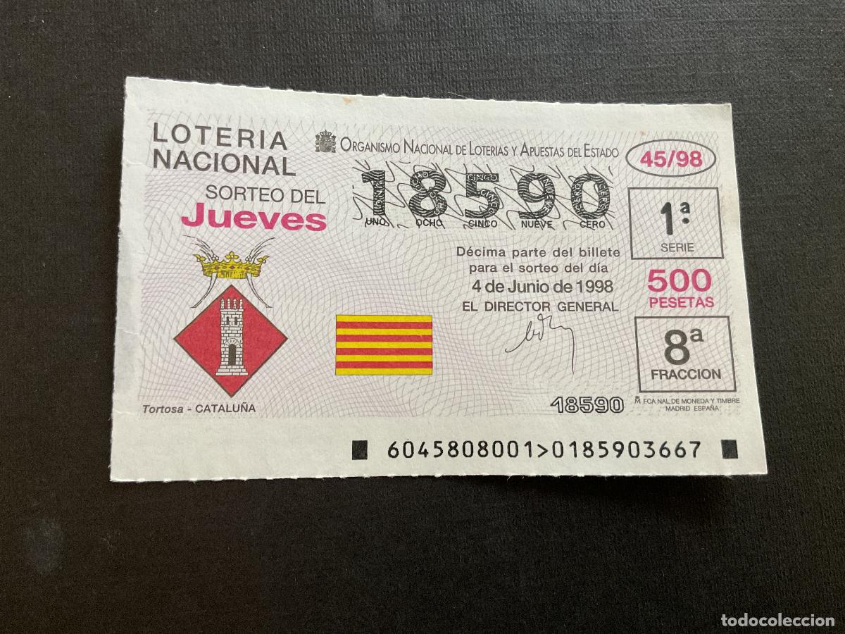 National Spanish Lottery: DECIMO LOTERIA JUEVES N&ordm; 18590 SORTEO 45 A&Ntilde;O 1998