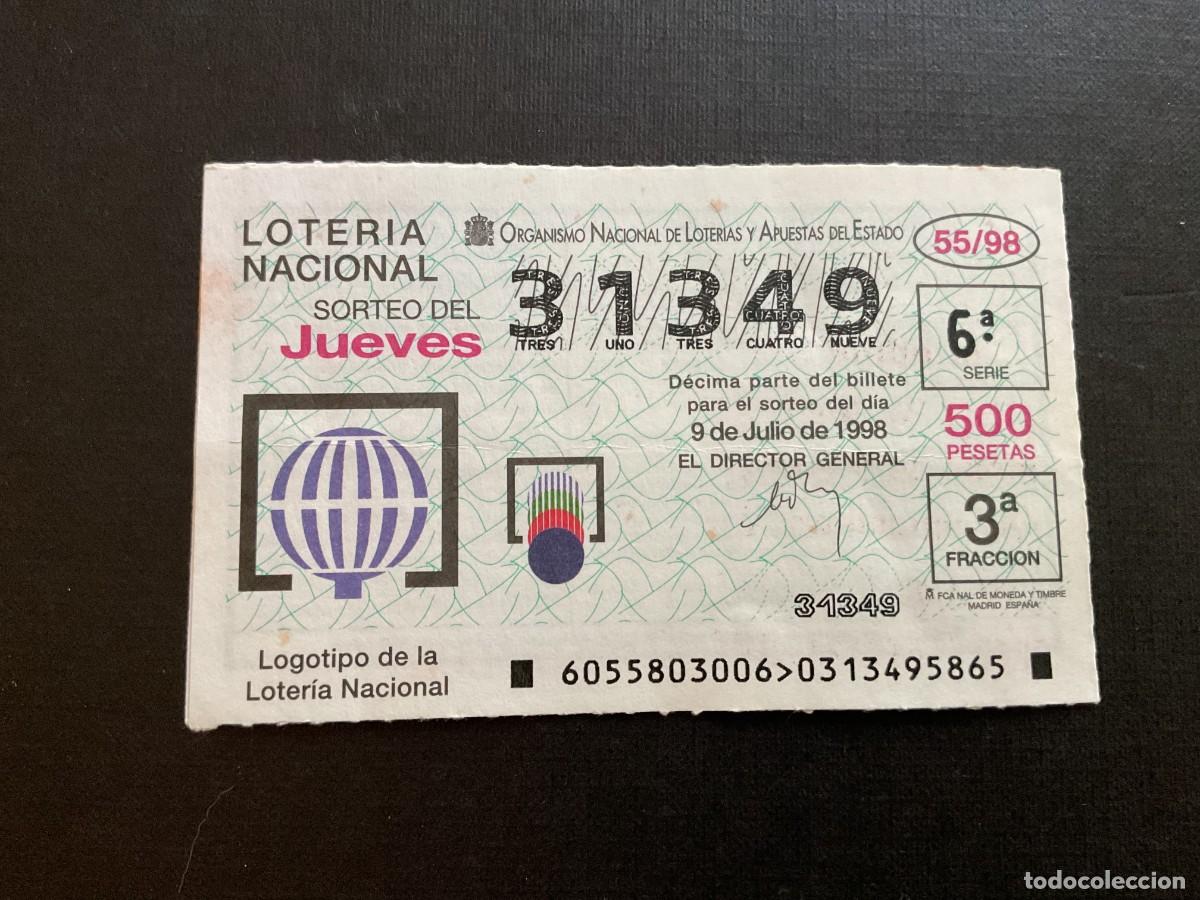 National Spanish Lottery: DECIMO LOTERIA JUEVES N&ordm; 31349 SORTEO 55 A&Ntilde;O 1998