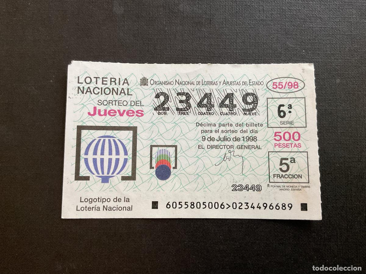 National Spanish Lottery: DECIMO LOTERIA JUEVES N&ordm; 23449 SORTEO 55 A&Ntilde;O 1998