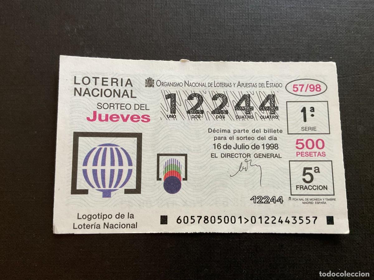 National Spanish Lottery: DECIMO LOTERIA JUEVES N&ordm; 12244 SORTEO 57 A&Ntilde;O 1998