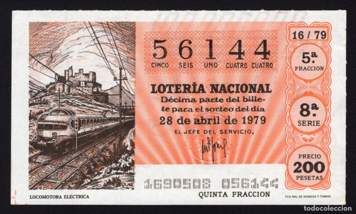 National Spanish Lottery: L. Nacional 28 Abril 1979. L. El&eacute;ctrica. N&ordm; 56144. Adm&oacute;n 2 Sonsoles. Avila. Desaparecida.
