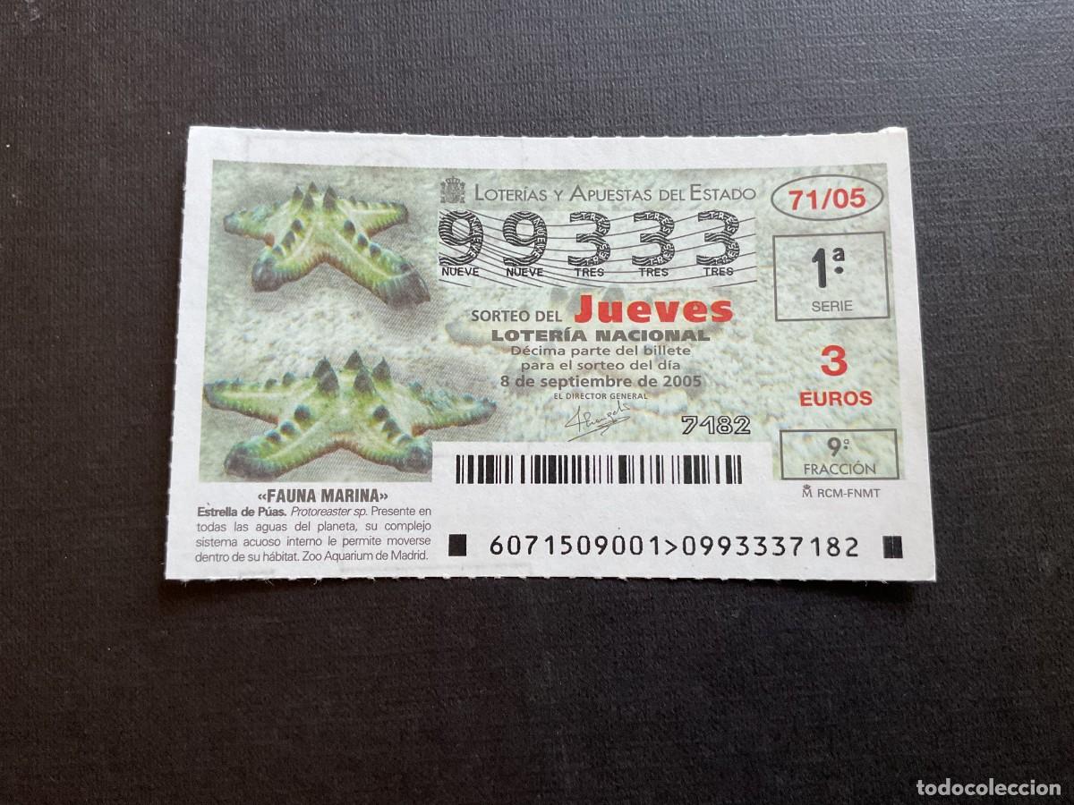 National Spanish Lottery: DECIMO LOTERIA JUEVES N&ordm; 99333 SORTEO 71 A&Ntilde;O 2005