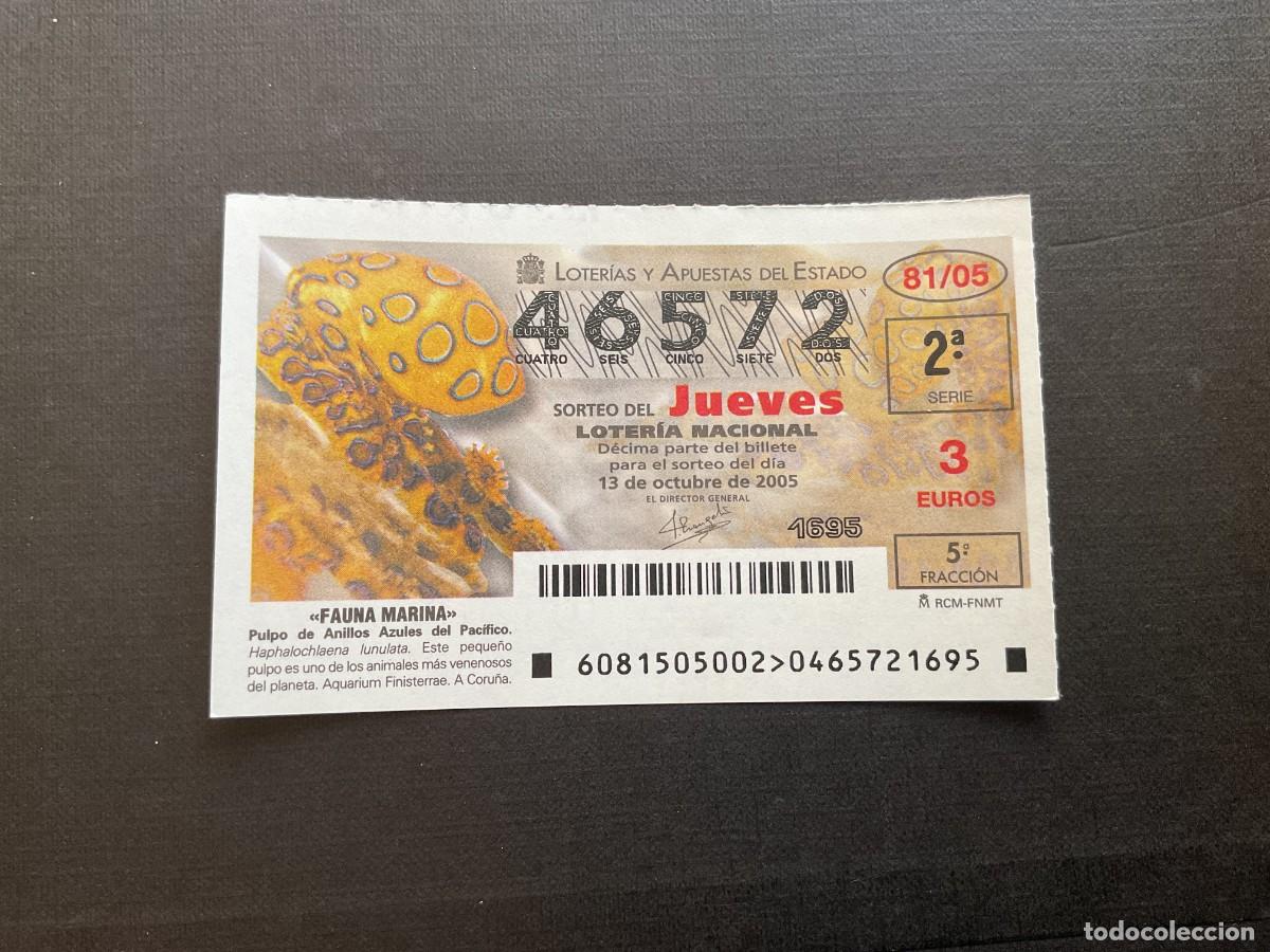 National Spanish Lottery: DECIMO LOTERIA JUEVES N&ordm; 46572 SORTEO 81 A&Ntilde;O 2005