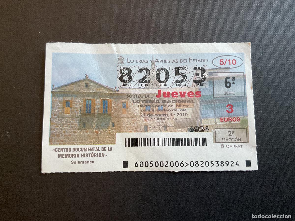 National Spanish Lottery: DECIMO LOTERIA JUEVES N&ordm; 82053 SORTEO 05 A&Ntilde;O 2010. CON DOBLEZ