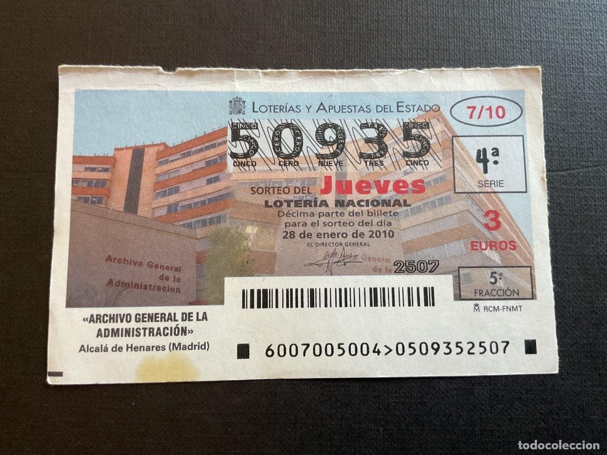 National Spanish Lottery: DECIMO LOTERIA JUEVES N&ordm; 50935 SORTEO 07 A&Ntilde;O 2010. MANCHADO
