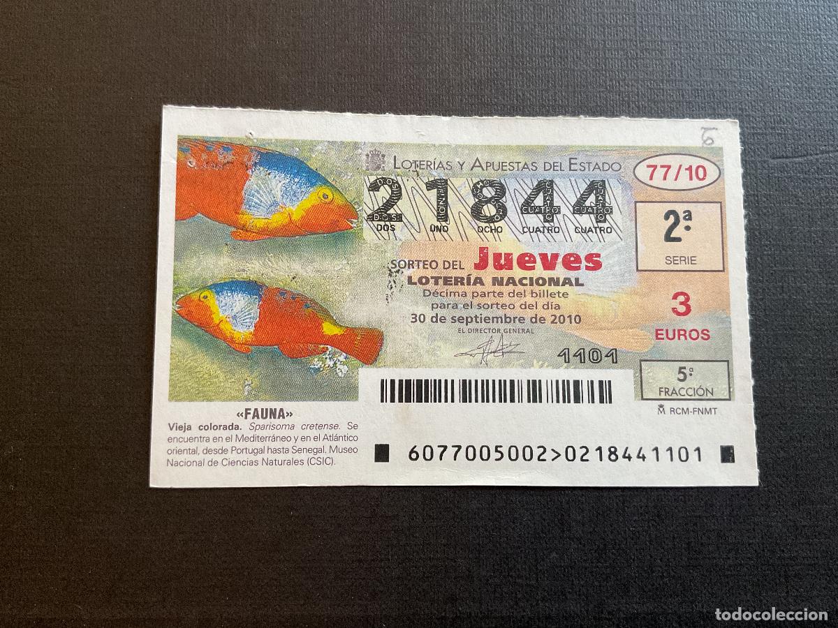 National Spanish Lottery: DECIMO LOTERIA JUEVES N&ordm; 21844 SORTEO 77 A&Ntilde;O 2010.