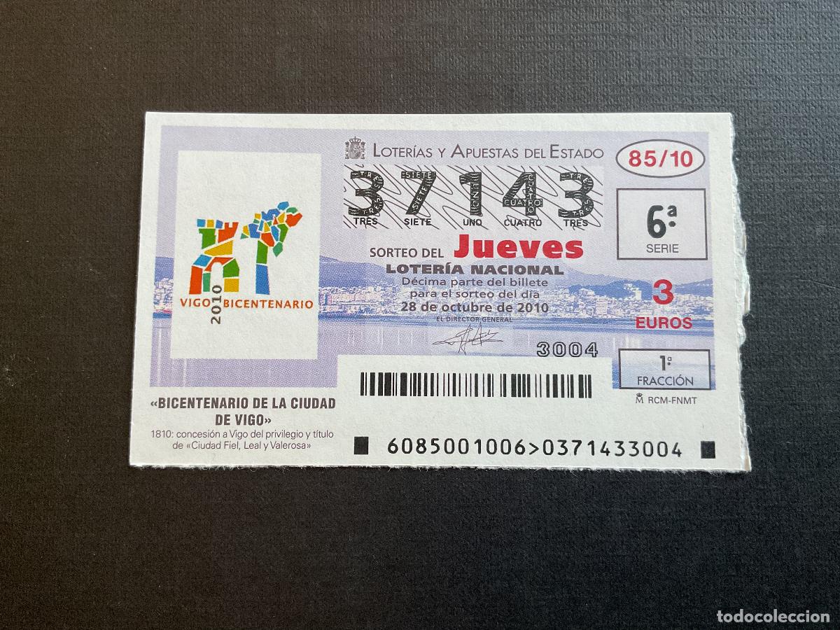 National Spanish Lottery: DECIMO LOTERIA JUEVES N&ordm; 37143 SORTEO 85 A&Ntilde;O 2010.