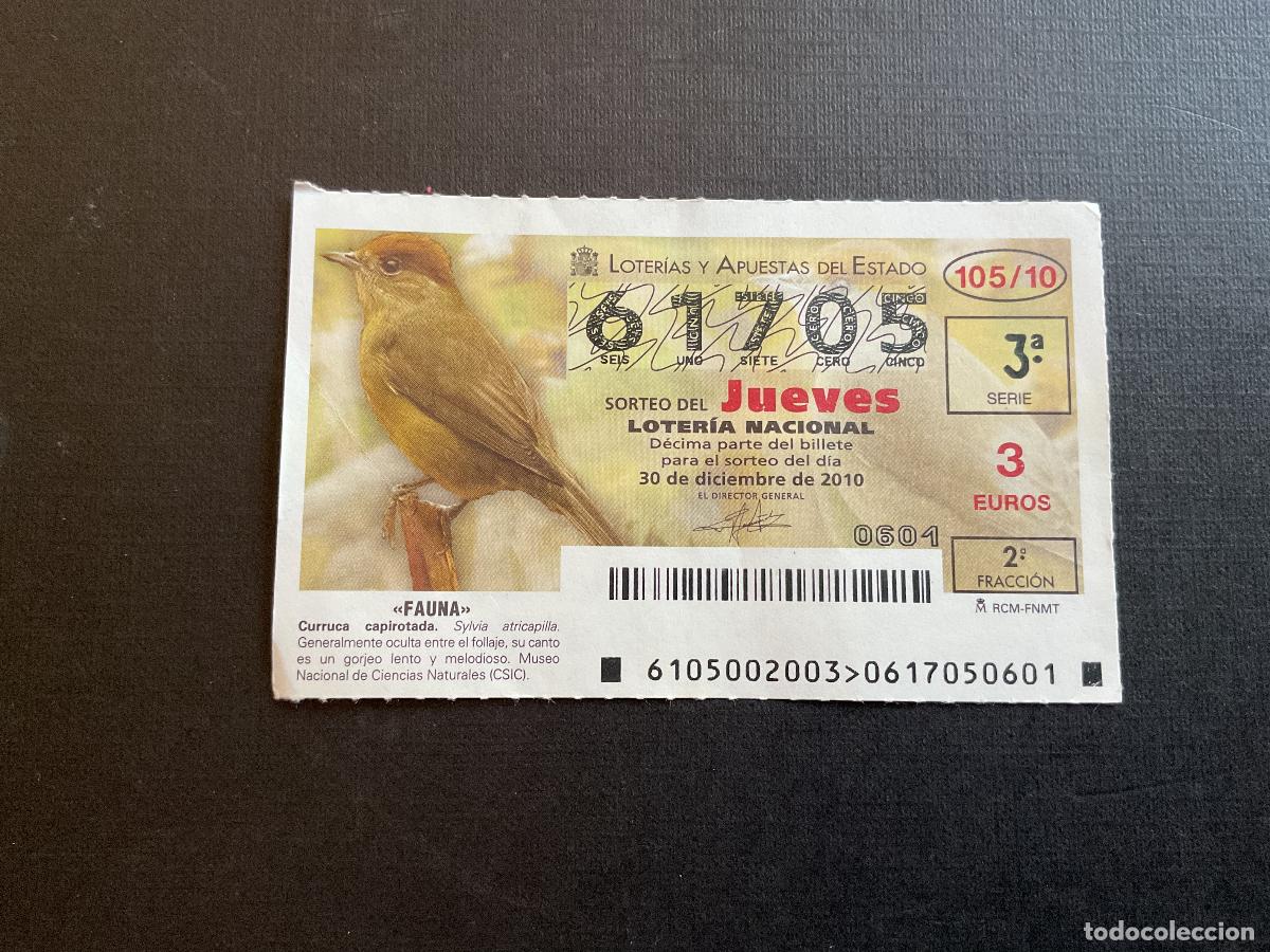 National Spanish Lottery: DECIMO LOTERIA JUEVES N&ordm; 61705 SORTEO 105 A&Ntilde;O 2010.
