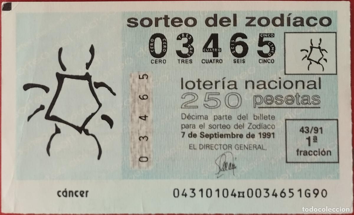National Spanish Lottery: Loter&iacute;a del Zodiaco, sorteo 43/91 del 7 de septiembre.
