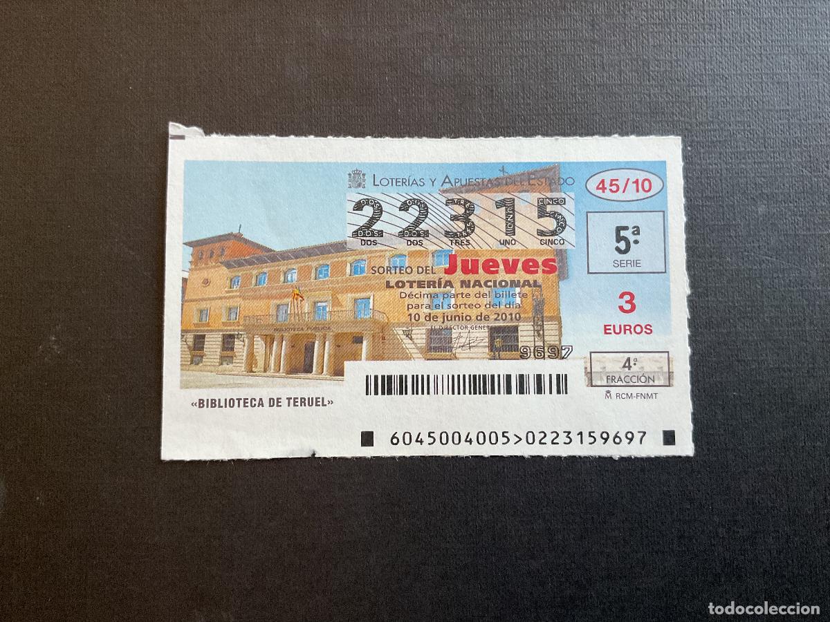 National Spanish Lottery: DECIMO LOTERIA JUEVES N&ordm; 22315 SORTEO 45 A&Ntilde;O 2010