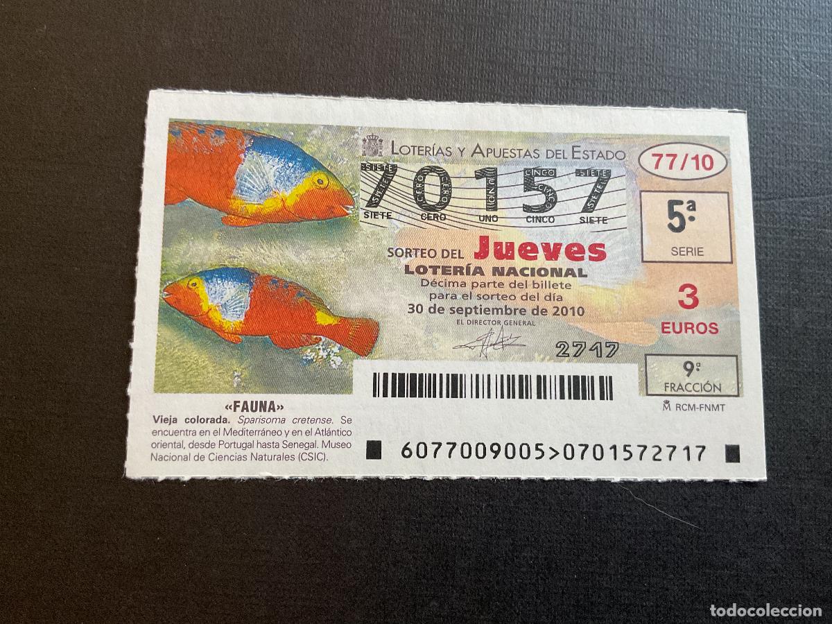 National Spanish Lottery: DECIMO LOTERIA JUEVES N&ordm; 70157 SORTEO 77 A&Ntilde;O 2010