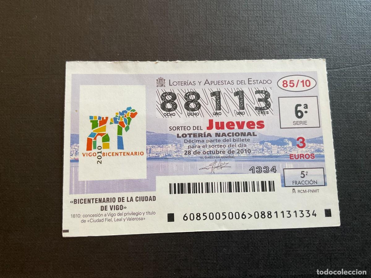 National Spanish Lottery: DECIMO LOTERIA JUEVES N&ordm; 88113 SORTEO 85 A&Ntilde;O 2010