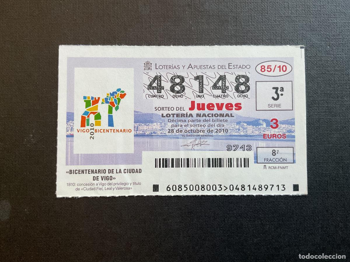 National Spanish Lottery: DECIMO LOTERIA JUEVES N&ordm; 48148 SORTEO 85 A&Ntilde;O 2010