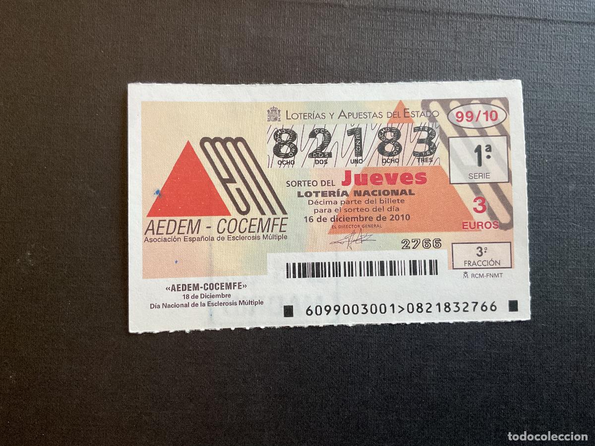 National Spanish Lottery: DECIMO LOTERIA JUEVES N&ordm; 82183 SORTEO 99 A&Ntilde;O 2010