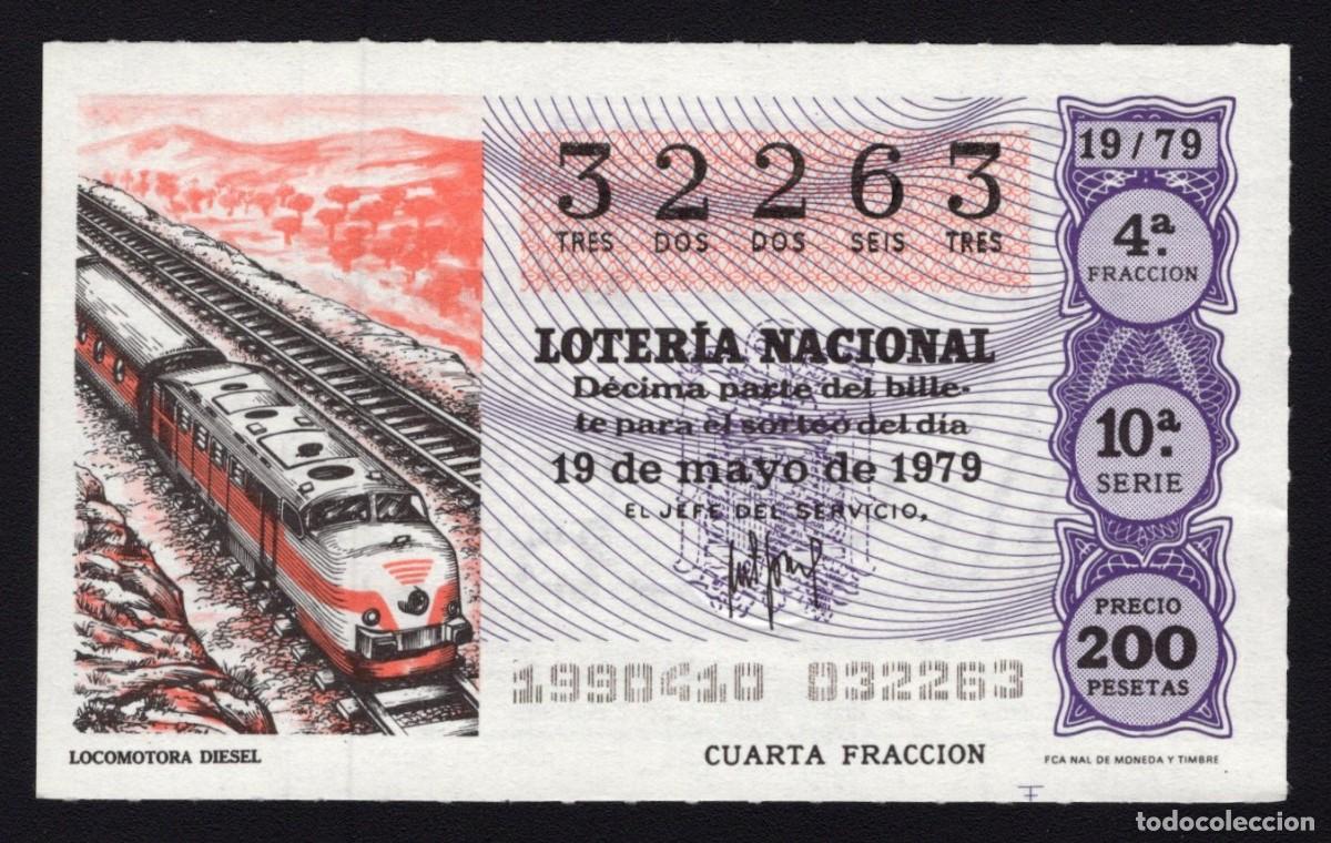 Loterie Nationale: L. Nacional 19 Mayo 1979. Locomotora Diesel. N&ordm; 32263. Admon n&ordm; 51. Madrid. Desaparecida.
