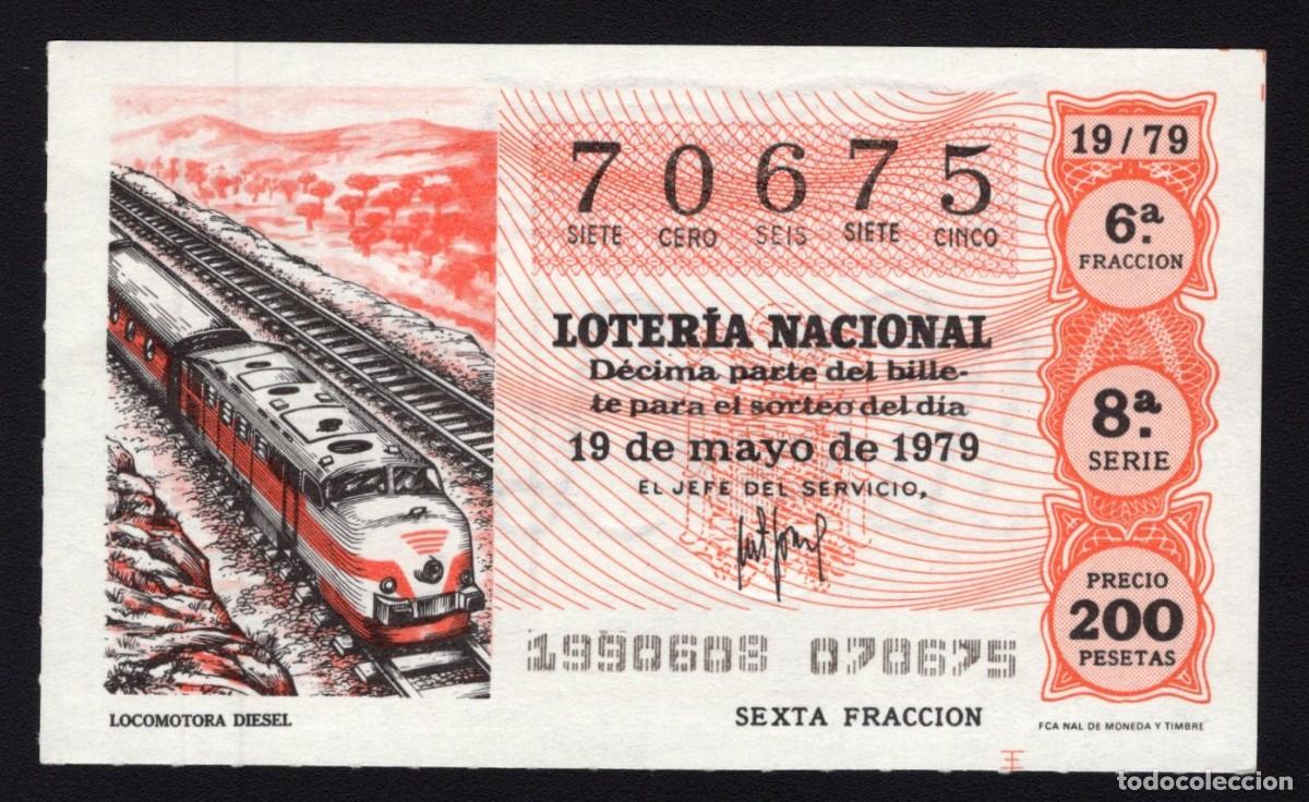 Loterie Nationale: L. Nacional 19 Mayo 1979. Locomotora Diesel. N&ordm; 70675. Admon n&ordm; 2. Sonsoles. &Aacute;vila. Desaparecida.