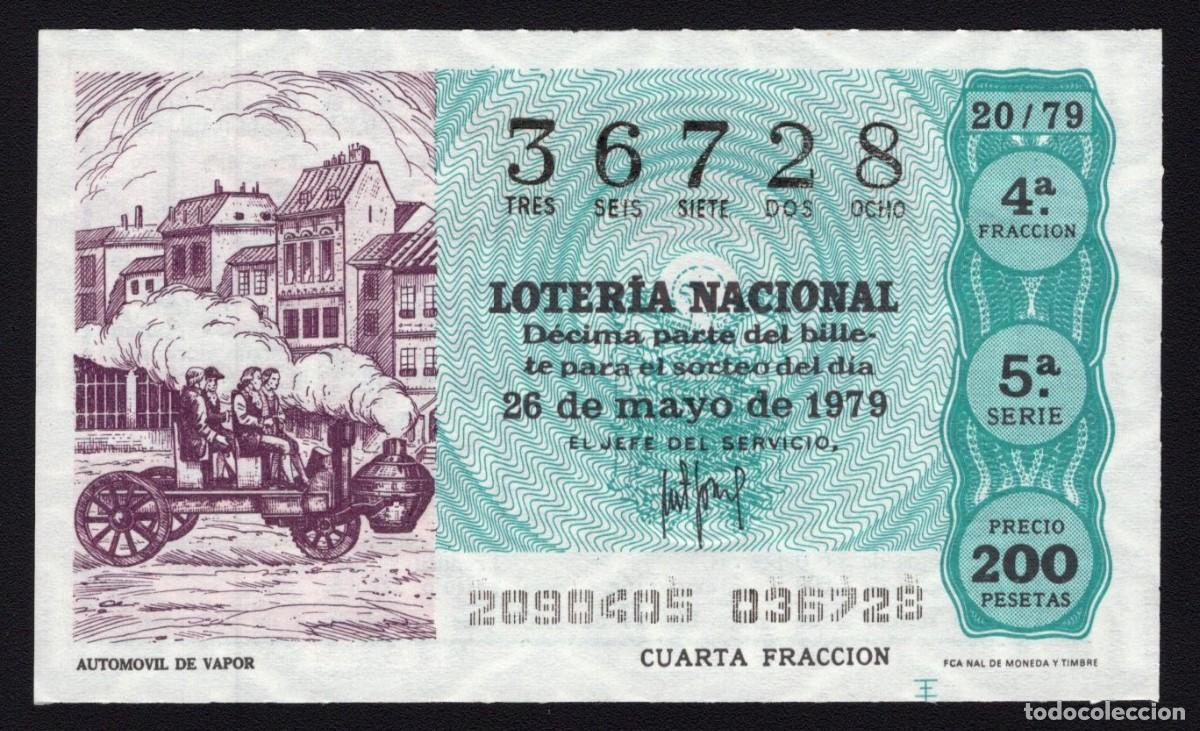 Nationale spanische Lotterie: L. Nacional 26 Mayo 1979. Locomotora Diesel. N&ordm; 36728. Admon n&ordm; 2. Sonsoles. &Aacute;vila. Desaparecida.