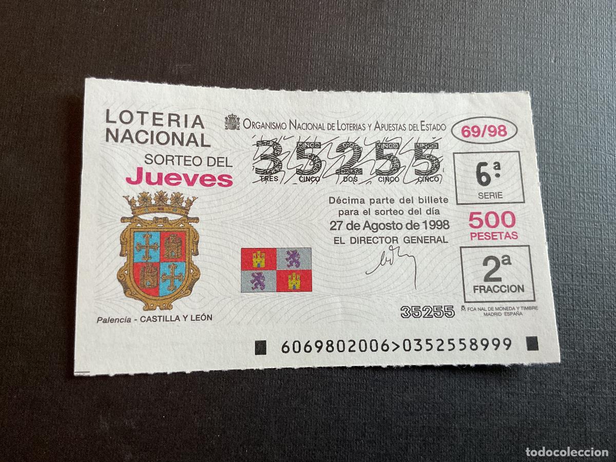 Lotaria Nacional: DECIMO LOTERIA JUEVES N&ordm; 35255 SORTEO 69 A&Ntilde;O 1998