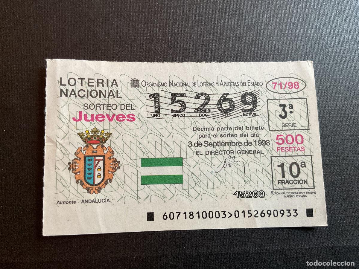 Lotaria Nacional: DECIMO LOTERIA JUEVES N&ordm; 15269 SORTEO 71 A&Ntilde;O 1998