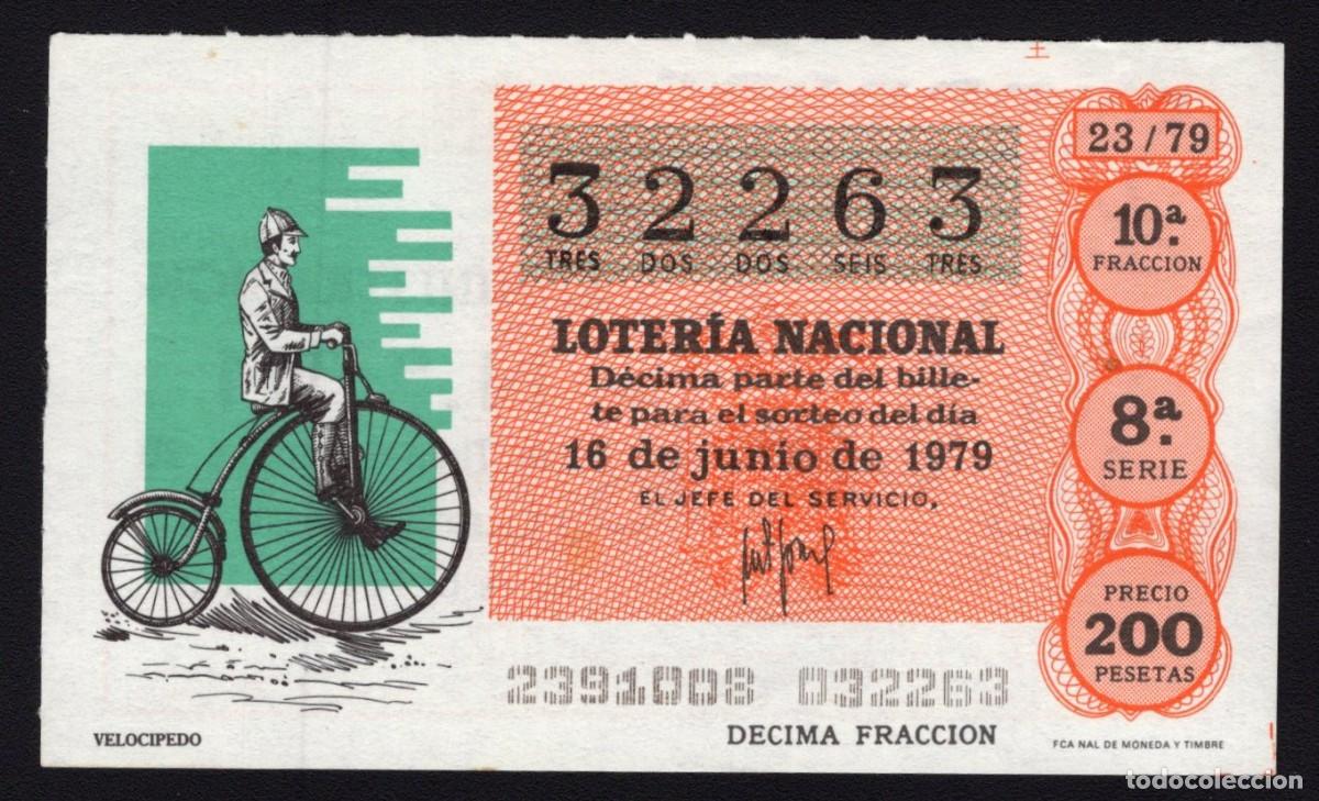 Lotaria Nacional: L. Nacional 16 Junio 1979. Veloc&iacute;pedo. N&ordm; 32263. Admon n&ordm; 51. Madrid. Desaparecida.