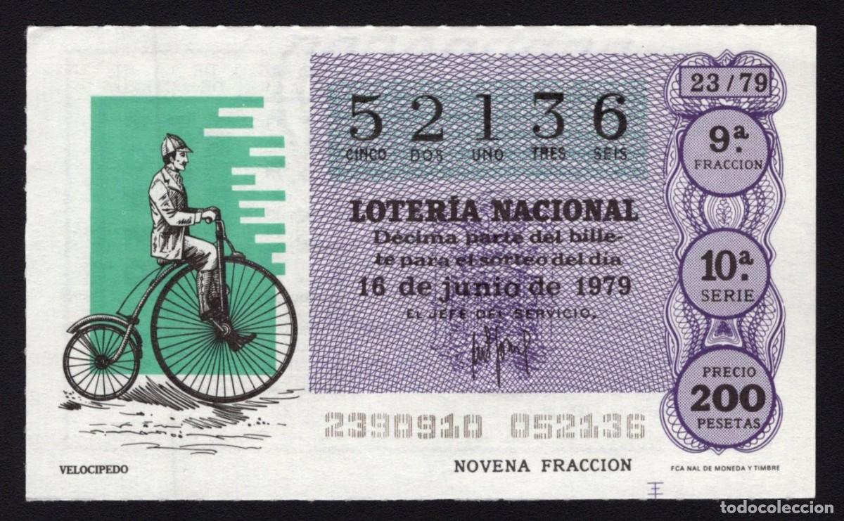Lotaria Nacional: L. Nacional 16 Junio 1979. Veloc&iacute;pedo. N&ordm; 52136. Admon n&ordm; 2. Sonsoles. &Aacute;vila. Desaparecida.
