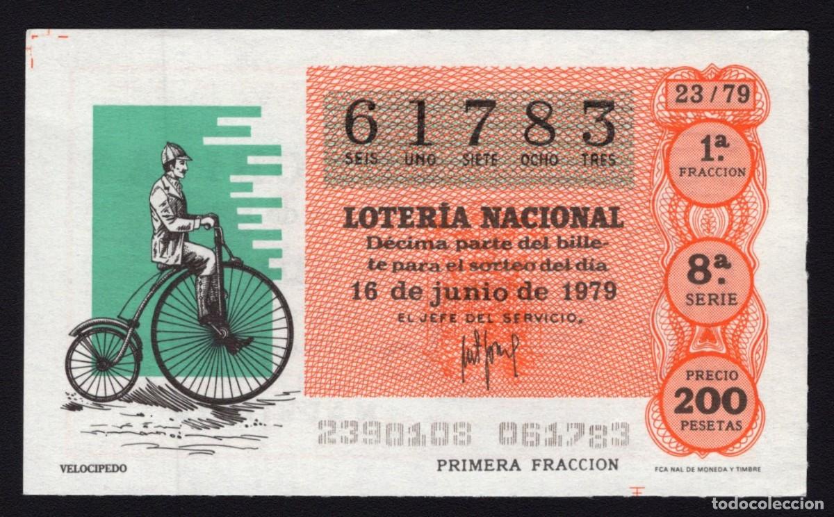 Lotaria Nacional: L. Nacional 16 Junio 1979. Veloc&iacute;pedo. N&ordm; 61783. Admon n&ordm; 12. Conchita. Madrid. Desaparecida.
