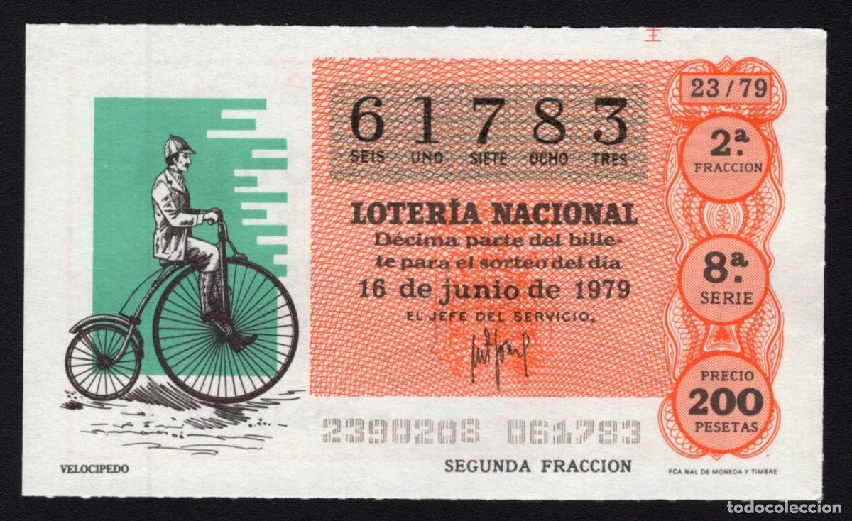 Lotaria Nacional: L. Nacional 16 Junio 1979. Veloc&iacute;pedo. N&ordm; 61783. Admon n&ordm; 12. Conchita. Madrid. Desaparecida.