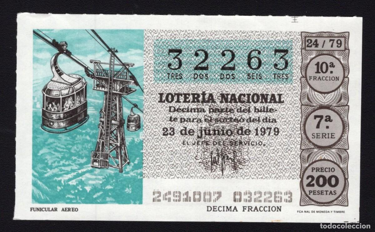 Lotaria Nacional: L. Nacional 23 Junio 1979. Funicular A&eacute;reo. N&ordm; 32263. Admon n&ordm; 51. Madrid. Desaparecida.