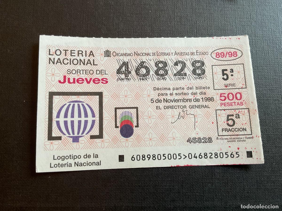 Loterie Nationale: DECIMO LOTERIA JUEVES N&ordm; 46828 SORTEO 89 A&Ntilde;O 1998