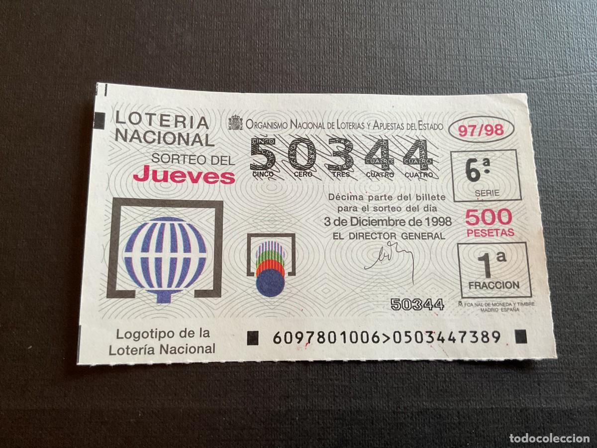 Loterie Nationale: DECIMO LOTERIA JUEVES N&ordm; 50344 SORTEO 97 A&Ntilde;O 1998