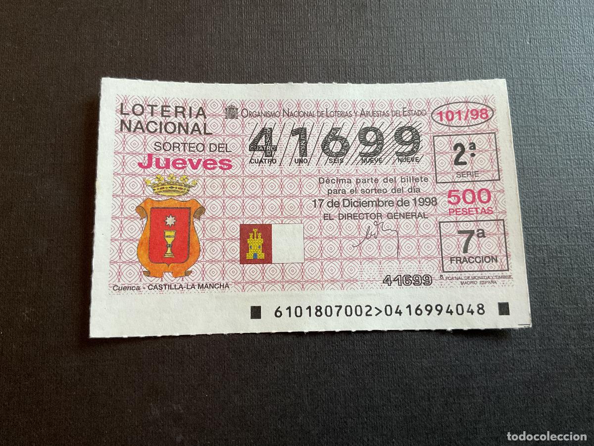 Loterie Nationale: DECIMO LOTERIA JUEVES N&ordm; 41699 SORTEO 101 A&Ntilde;O 1998
