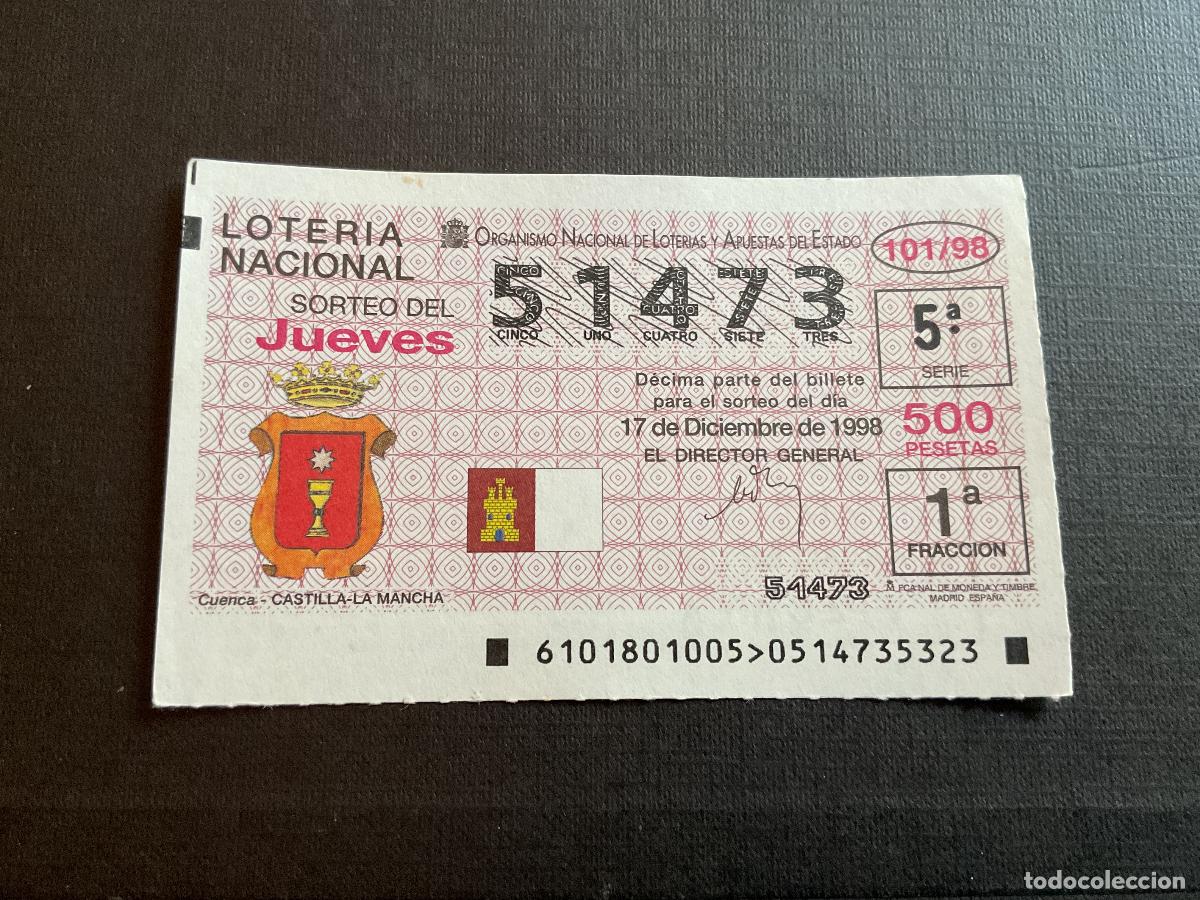 Loterie Nationale: DECIMO LOTERIA JUEVES N&ordm; 51473 SORTEO 101 A&Ntilde;O 1998