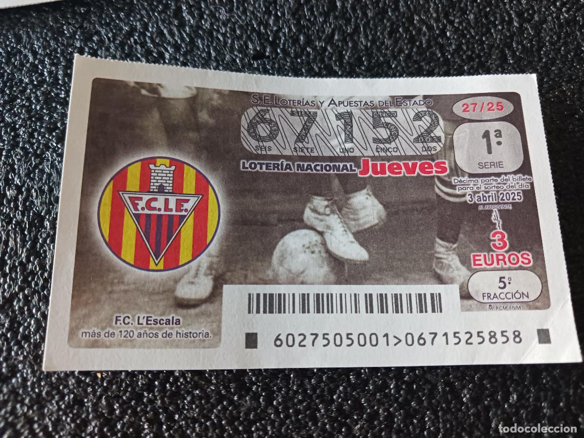 Lotaria Nacional: decimo de loteria del jueves, F. C. L`escala, mas de 120 a&ntilde;os de historia