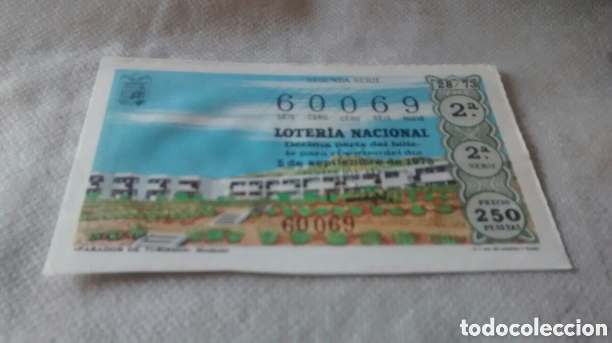 Nationale spanische Lotterie: DECIMO DE LA LOTERIA NACIONAL. SORTEO 5 DE SEPTIEMBRE 1973 28/73 PARADOR DE TURISMO DE MOCAJAR