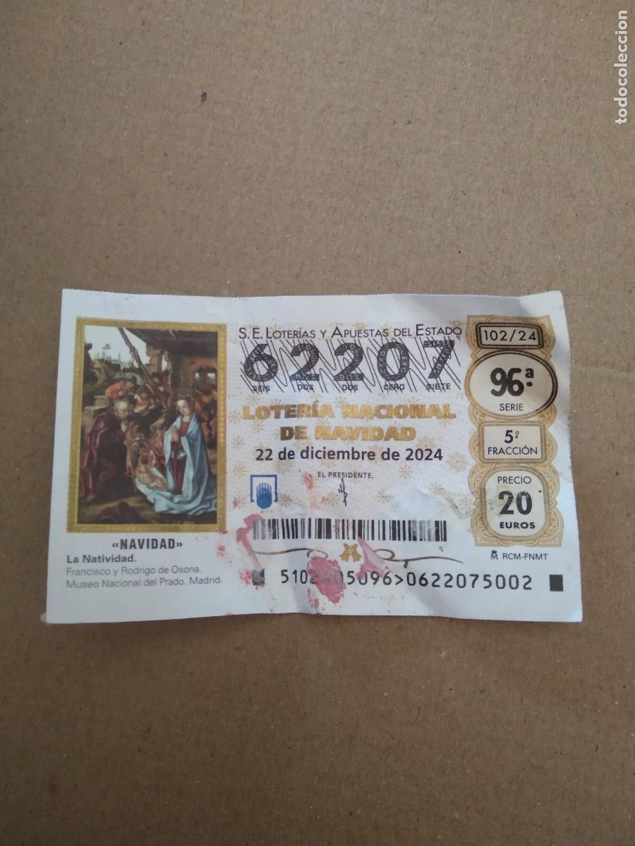 Lotaria Nacional: 62207 BOLETO LOTERIA NACIONAL DE NAVIDAD