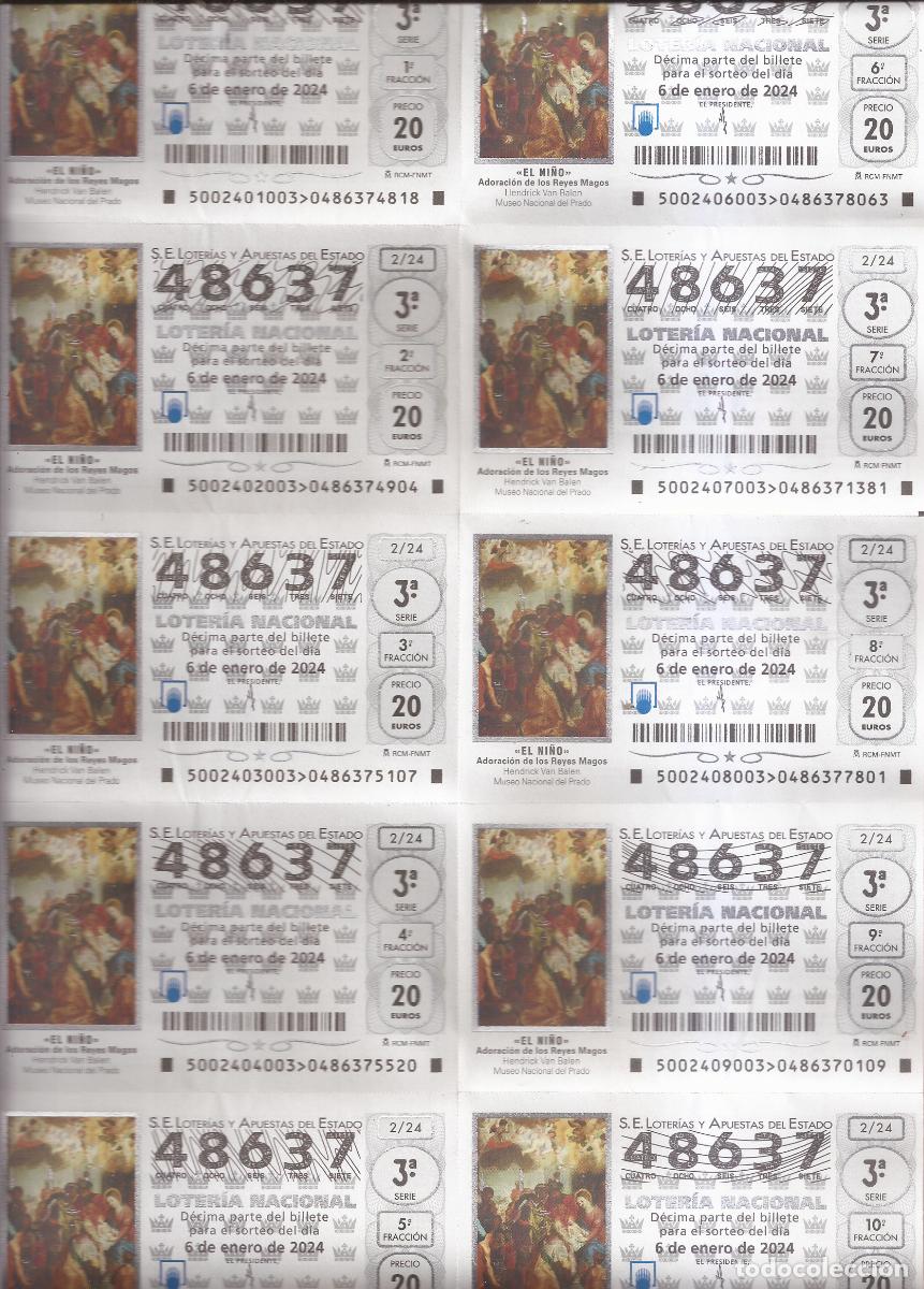 Lotaria Nacional: SERIE COMPLETA DE REYES 2024 NUMERO 48637