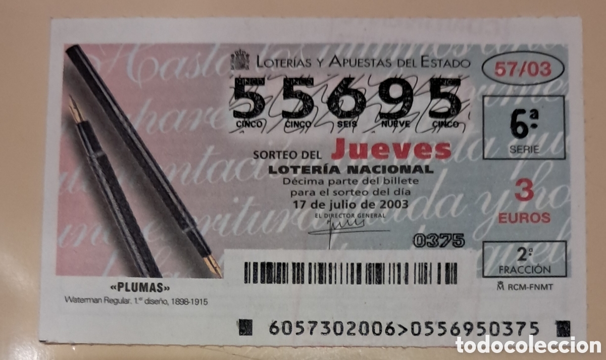 Lotaria Nacional: Billete de Loteria Nacional, Julio de 2003