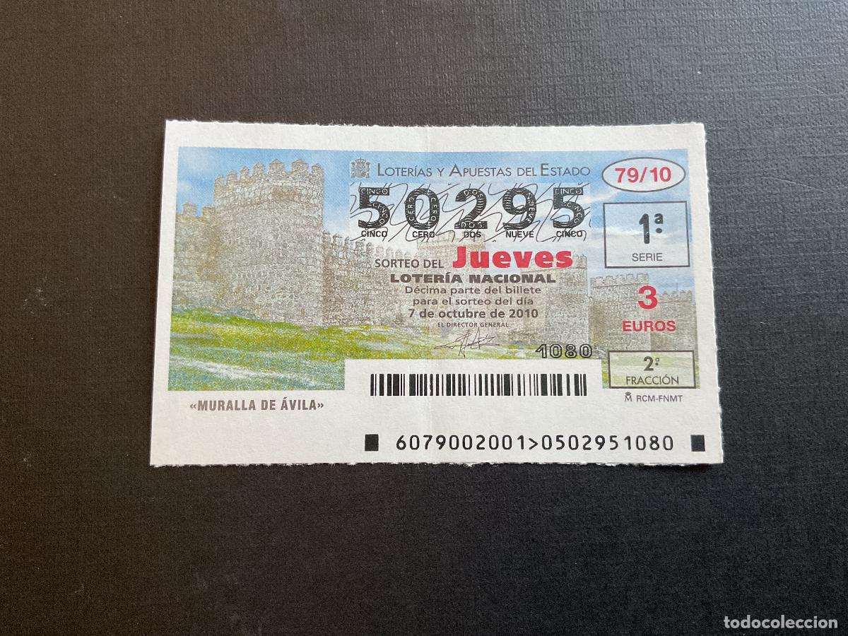 Loterie Nationale: DECIMO LOTERIA JUEVES N&ordm; 50295 SORTEO 77 A&Ntilde;O 2010,CON DOBLEZ