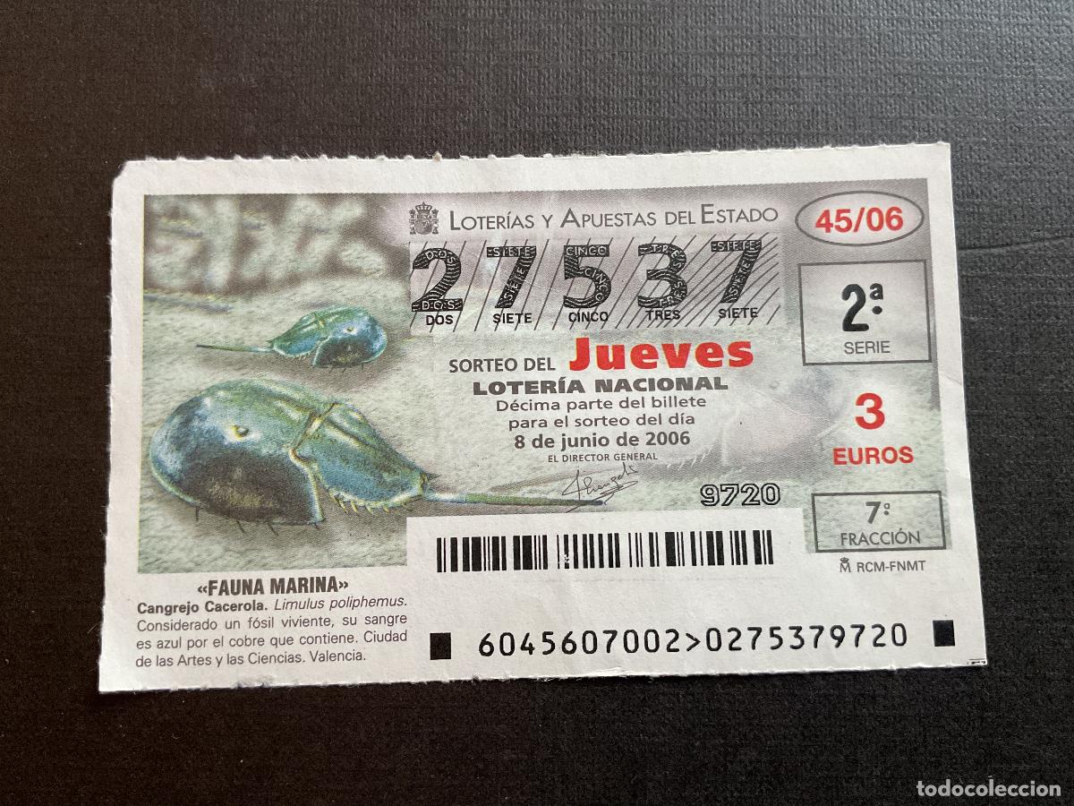 National Spanish Lottery: DECIMO LOTERIA JUEVES N&ordm; 27537 SORTEO 45 A&Ntilde;O 2006