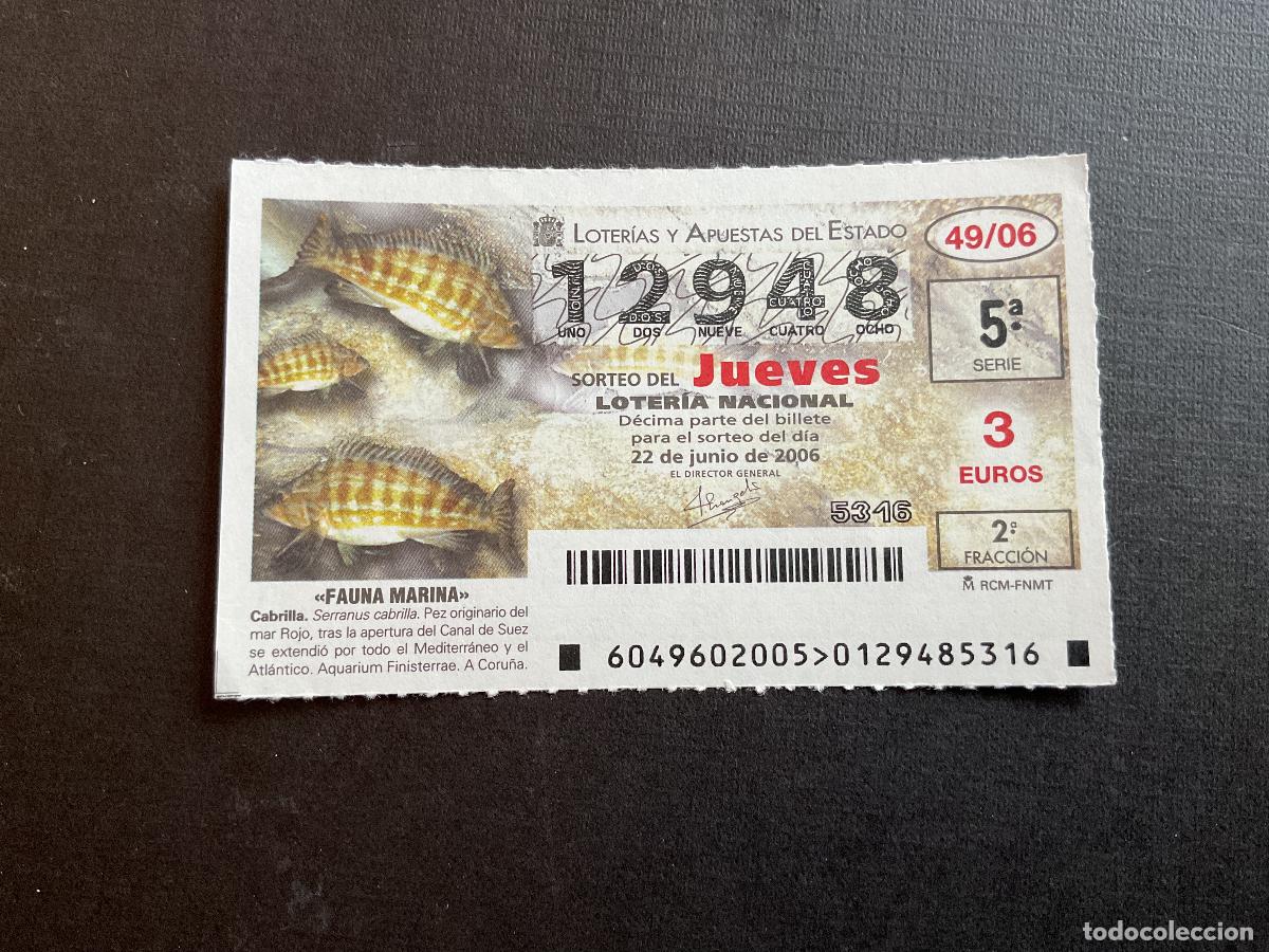 National Spanish Lottery: DECIMO LOTERIA JUEVES N&ordm; 12948 SORTEO 49 A&Ntilde;O 2006